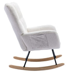 ZUN Rocking Chair Pocket, Soft Teddy Fabric Rocking Chair for Nursery, Comfy Wingback Glider Rocker W137294652