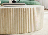 Faux travertine Round Coffee Table with Eye-Catching Relief Design, Travertine W876P362386