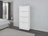 Kobuk 4 Door Shoe Rack, 4 Shelves, White B097P480475