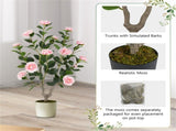 2 Pack Orange Artificial Camellia Tree with Blooming Flower - Pink 06699618
