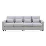 ZUN [New] 104" 4-Seater Modern Linen Fabric Sofa with Armrest Pockets and 4 38107836