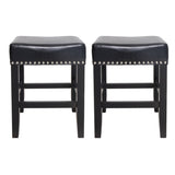 ZUN 26" Backless Leather Counter Stools, 2-Pcs Set, Black 74493.00