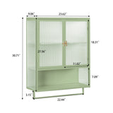 23.62"Glass Doors Modern Two-door Wall Cabinet with Featuring Two-tier Enclosed Storage, an Open W757143037