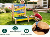 3-in-1 Kids Sand Water Play Table, Fir Wood Outdoor Sensory Activity Table with Faucet & 82841492