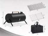 16.3 in Compact Portable Charcoal Grill, Small Two-Side Tabletop BBQ Grill with 2 Grates, Ash Trays, 20236057