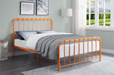 Metal Bed Orange Finish Full Platform Bed 1pc, Bed in a Box B011P265603