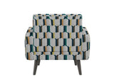 Darien Accent Arm Chair in Yellow, Olive and Navy Stripe Pattern with Dark Brown Solid Wood Legs B127P495074