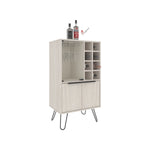 ZUN Bar Cabinet 43.1" H, with 2 Doors, 9 Shelves, and 1 Glass Panel, White Washed Oak B097P250849