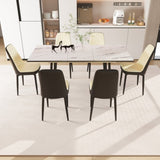 47"-63" expandable dining table set for 2-6 people, equipped with PU fabric thick cushioned dining 62451827
