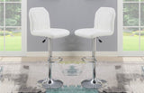 Adjustable stool Chair White Faux Leather Clean Lines Seat Chrome Base Modern Set of 2 Chairs / B011P151352