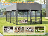Dog Kennel Outdoor with Roof, 4.23'x7.81'x4.83' Welded Wire Enclosure, Heavy Duty Dog Crate with 76997181