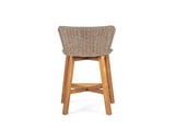 Lymington Outdoor Bar Stool, Teak Finished Wood with Light Brown Wicker, Set of 2 N775P278094B