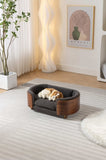 ZUN Scandinavian style Elevated Dog Bed Pet Sofa With Solid Wood legs and Walnut Bent Wood Back, W794125914