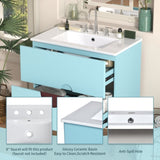 30'' Bathroom Vanity with Ceramic Sink Combo Set, Solid Wood Frame Modern Bathroom Storage N710P194130Z