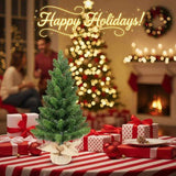 2PCS Set 2FT Tabletop Christmas Trees with 68 Tips PVC Green Trees Plant Base Mini 80226241