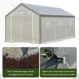 ZUN 20' x10' x 9' Walk-in Greenhouse with Roll Up Door With 6 Closeable Windows 97780791