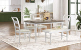 ZUN 6-peice Dining Set with Turned Legs, Kitchen Table Set with Upholstered Dining Chairs and 67870408