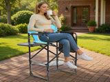 31" Tall Directors Chair with Footrest, 4Portable Bar Height Folding Camping Chair with Built-in Cup 61533762