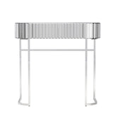 ZUN Mirrored Vanity Table, Mirrored Dressing Table, Stainless Steel Glossy Frame Desk for Bedroom Studio W104340308