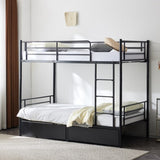 Twin Over Twin Convertible Bunk Bed with 2 Storage Drawers, Metal Bunk Bed Can be 03534327