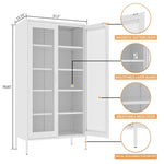 ZUN Metal locker with screen door, wine cabinet with adjustable shelf, suitable for kitchen, living 19525798