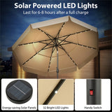 10 foot beige terrace umbrella with solar powered LED lights and multi-layered ventilated roof 63655933