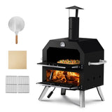 ZUN Outdoor Pizza Oven Wood Fired 2-Layer Pizza Ovens Outside Pizza Maker with Stone, Removable Cooking 87975879