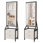 ZUN 360&deg; Swivel Jewelry Armoire & Makeup Mirror Cabinet With 2 Bottom Drawer, Rotates Freely, Spacious W760P152287