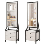 ZUN 360&deg; Swivel Jewelry Armoire & Makeup Mirror Cabinet With 2 Bottom Drawer, Rotates Freely, Spacious W760P152287