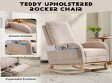 Modern Accent Rocking Chair Rocking Chair with Solid Wood Legs, Upholstered Nursery Glider Rocker, 00466721
