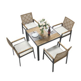All Weather 5-Piece Patio Dining Table Sets, Patio Conversation Set Acacia Wood Table Top with 26863021