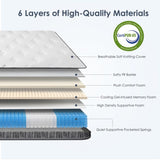 Queen Size Mattress,12 Inch Hybrid Mattress, Individually Pocketed Innerspring, Medium Firm W2889P310471