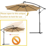 10 FT Solar LED Patio Outdoor Umbrella Hanging Cantilever Umbrella Offset Umbrella Easy Open 73726106