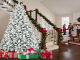 4FT Flocked Christmas Tree with 233 Tips Snowy PVC Artificial Plant Sturdy Metal Stand 32260824