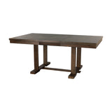 ZUN Classic Light Rustic Brown Finish Wooden 1pc Dining Table w Self-Storing Leaf Mindy Veneer Furniture B01158529