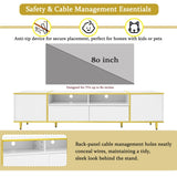 U-Can 70.9'' Modern TV Stand for TVs up to 80 Inches, Entertainment Center with 2 Shelves and LED N724P284377K