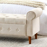 62" Bedroom Tufted Button Storage Bench, Modern Fabric Upholstered Ottoman, Window Bench, Rolled Arm W1853112515