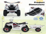 2 in 1 Kids Ride On ATV with Removable Trailer, 6V Electric Quad for Toddlers Ages 3 White 83977788