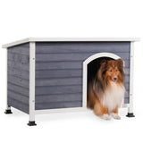 Medium Wooden Outdoor Dog House, Waterproof Roof, Elevated Floor, Grey W142763852