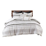 Cotton Printed Comforter Set with Trims Black/White King/Cal King B03596417