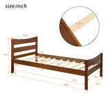 Twin Size Wood Platform Bed with Headboard and Wooden Slat Support WF191768AAD