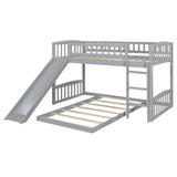 Twin Over Twin Bunk Bed with Slide and Ladder, Gray 44777113