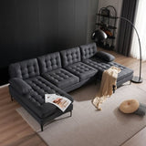 U-shaped Soft-Covered Armrest Backrest Seat Pull Point Wooden Frame Iron Frame Black Feet Indoor 07845976