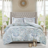 Full/Queen 3 Piece Cotton Floral Printed Reversible Duvet Cover Set B035129161