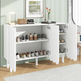 ZUN ON-TREND Cream Style Minimalist Shoe Cabinet with 5 Solid Wood Legs, Sideboard Buffet Cabinet with N721P180695K