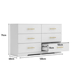 ZUN White color Large 6 drawers chest of drawer dressers table with golden handle W1320110986