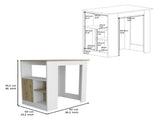 Kitchen Island 36" H, Three Open Side Storage Shelves and One Push-to-Open Cabinet, White/Macadamia B097120599