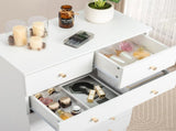 4-Tier 5-Drawer Bedside Table with Matte Gold Handles Particleboard with Textured Melamine Finish 97060618