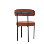 ZUN Brown Boucle Dining Chairs Set of 2,Mid-Century Modern Curved Backrest Chair,Round Upholstered W2533P171682