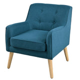 Mid-Century Modern Armchair - Tufted Fabric Accent Chair with Solid Wood Legs for Living Room, N767P257565E